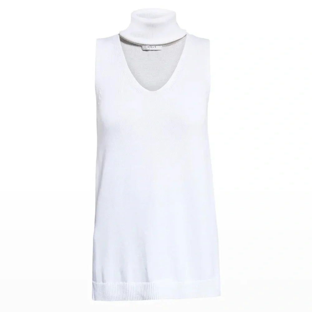 MILLY Sleeveless Cutout Turtleneck Tunic‎ Cashmere Blend
